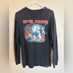 Men's Black long sleeve tshirt -never summer brand size medium
